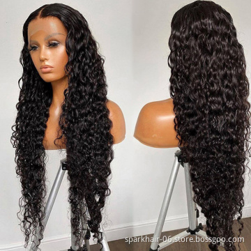 30 Inch Brazilian Virgin Hair 100 Percent Water Wave HD Lace Frontal Wig Peruvian Waterwave Wig Deep Curly Wave Human Hair Wig